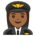 👩🏾‍✈️ woman pilot: medium-dark skin tone display on Google